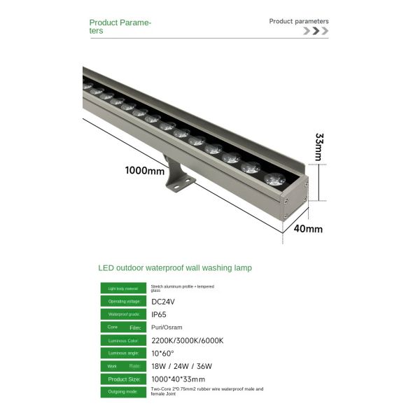 Водонепроницаемые линейные наружные светодиодные стеновые лампы 1000 мм 48 Вт 72 Вт
