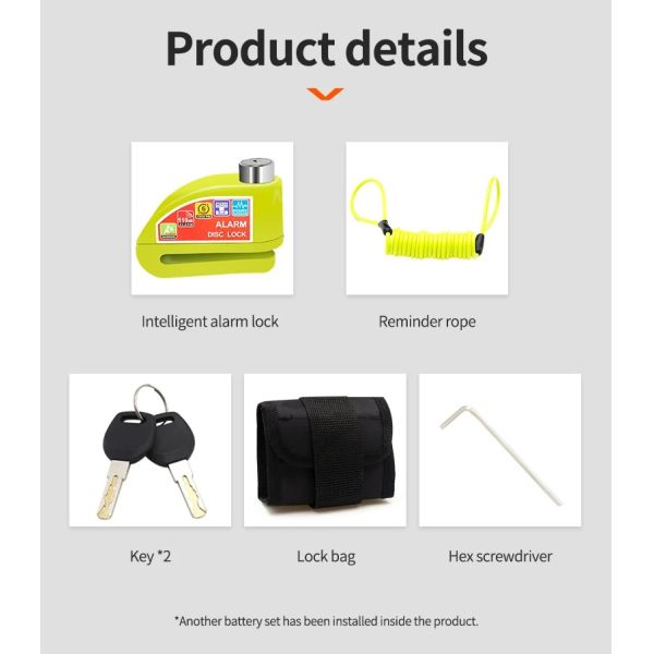 Motorcycle Bicycle Lock Alarm Safety Protection Padlock Disc Aluminum Alloy Anti-Theft Reminder