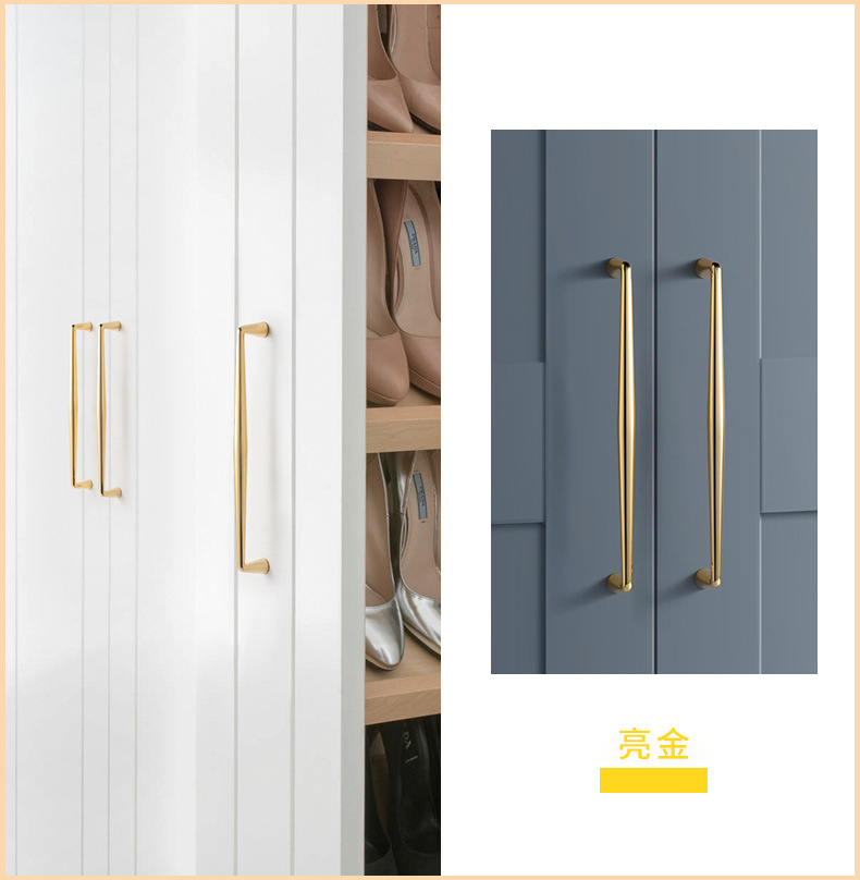 Contemporary Gold Brass Zinc Pull Handles & Door Knobs for Exterior Outdoor Kitchen Bedroom Bathroom-Easy Installation