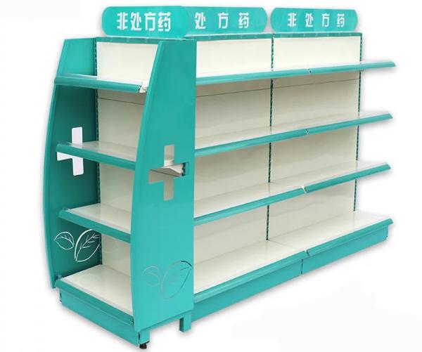 Olho varejo do shelving da gôndola da farmácia da drograria do metal que trava 1-7 camadas