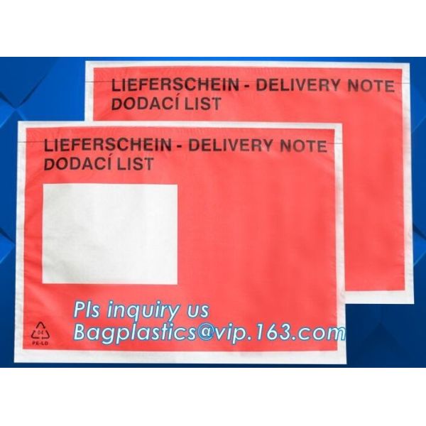Customize plastic self adhesive packing list bag, envelope cash bag/plastic envelope cash bag used in store & bank, bagp