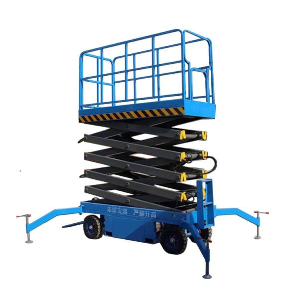 Blue Towable Scissor Lift Electric Platform Lift 1 Ton 4m Height