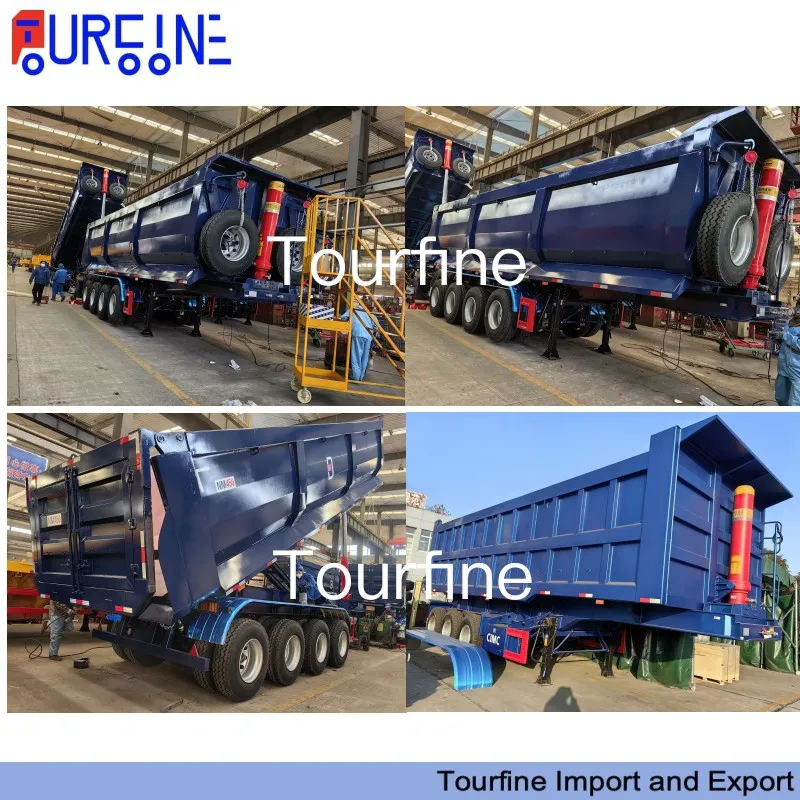 Tri Axle 40 Ton Rear Dump Semi Trailer For Sand Stone Aggregate Transportation