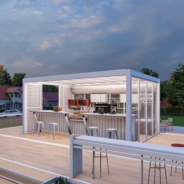 Luxury Modern Aluminium Pergola Louvered Roof Add Style Retractable Canopy