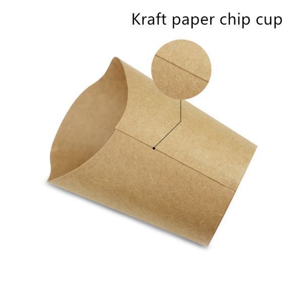 Disposable Single Sided Scoop Kraft Paper Cup For French Fries Chips