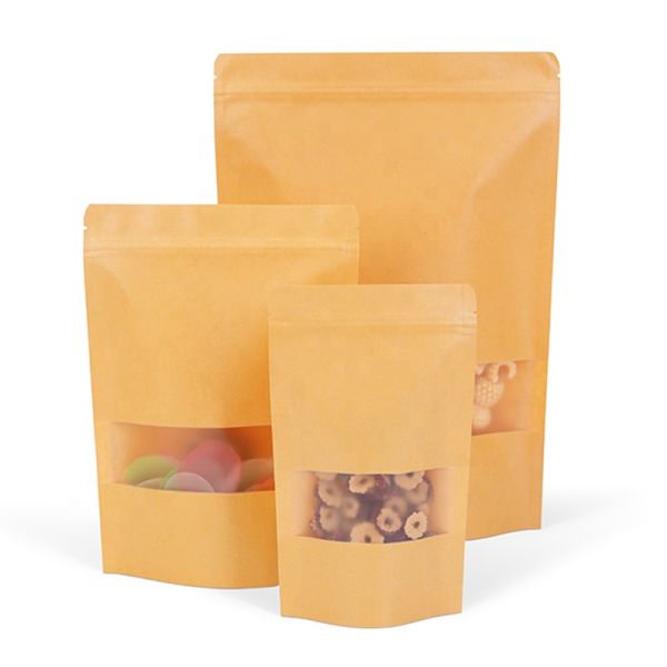 Food Grade Self-Sealing Resealable Tea Kraft Paper Bag Degradable Plastic Bag