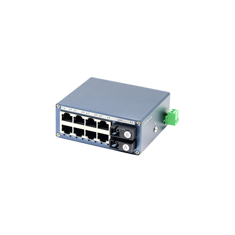 Industrial Mini Gigabit Fiber Ethernet Switch 2 Fiber 8 RJ45 Ports 1000Mbps Network Switch