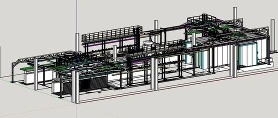 Horizontal Aluminum Profile Power Free Conveyor System Powder Coating Line