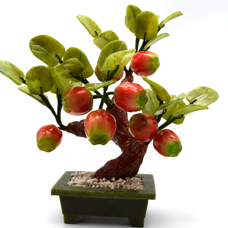 Engraving Technique Popular Chinese Hand Made Crystal Trees Crystal Apple Tree Jade Flowers Tree