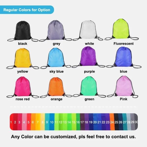 School Bag Trolley Custom Logo Nylon Draw String Backpack with Waterproof Material