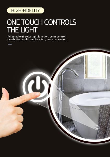 Smart Round LED Bathroom Mirrors Hotel Vanity With Touch Control Light
