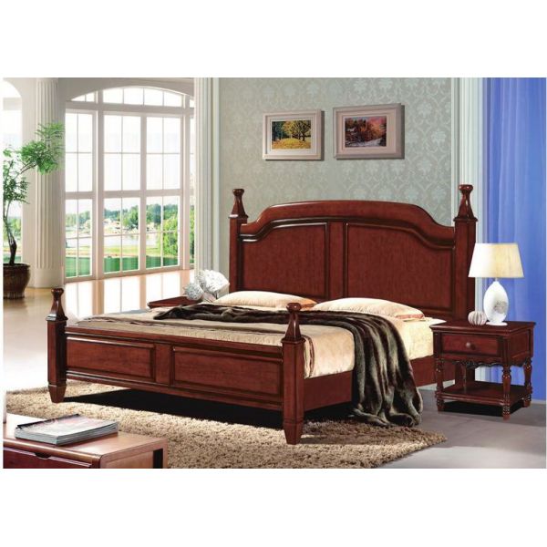 Tall headboard 0/set Walnut painting Rubber Wood Bedroom Furniture set in Pine bedboard