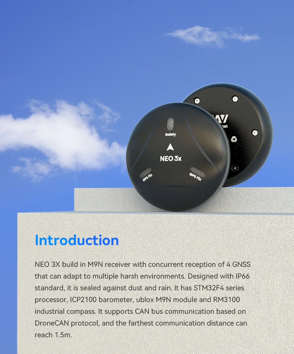 Cuav New Neo 3x M9n Gps Airplane with Can Protocol Gnss Composite Material Transmitter Receiver Pair