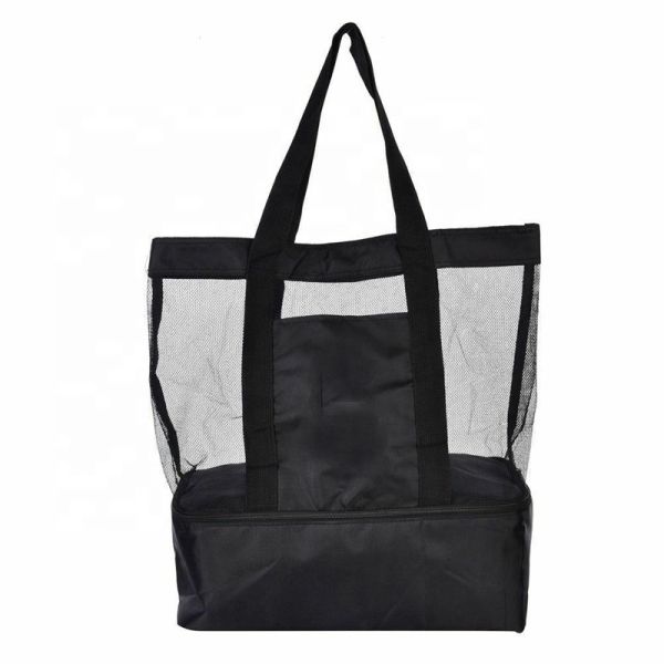 Black Foldaway Kids Beach Bag Tote Shoulder Carr Food Camping Sturdy