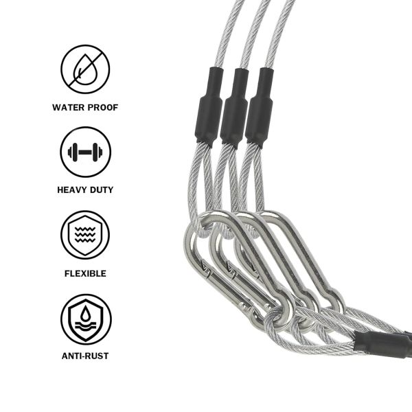 Stainless Steel Wire Rope Sling Safety Cable Sling with Carabiner Lock