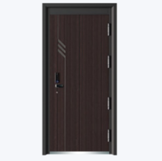 China Suppliers Luxury Front Security Exterior Doors Deep Embossing Double Leaf Panel Entry Front Steel Door for House with Smart Lock