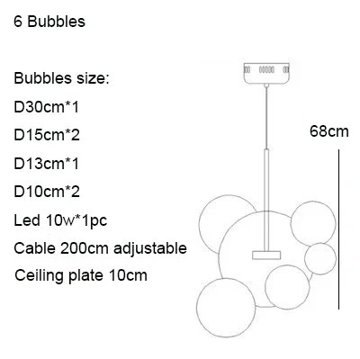 Modern Clear Glass Pendant Light Living Room Bubble Glass Hanging Lamp (WH-AP-670)
