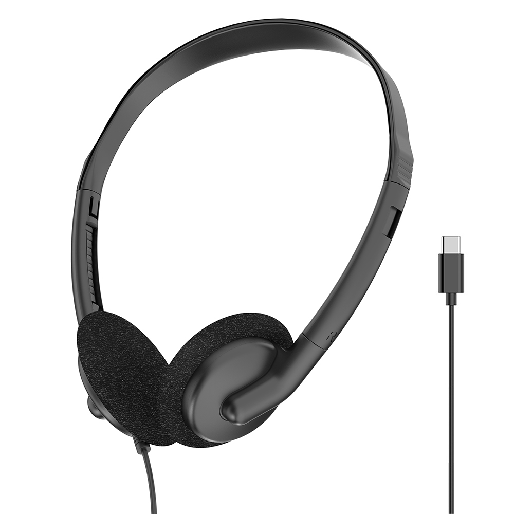 JTY-0121 Wired Head Mounted Headphones 3.5mm/Type-C Plug Lightweight Headphones Comfortable Earcups Stereo Audio Headphones Suitable for Aviation/Train/Classroom/Office/Museum OEM/ODM Customization