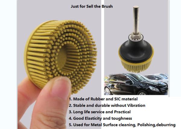 Yellow Abrasive Bristle Disc Brush Tapered 2 Inch Diameter Grade 80 Grit