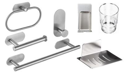 Brushed Nickel Wall Mounted Bathroom Shelf Set Self Adhesive Type ODM