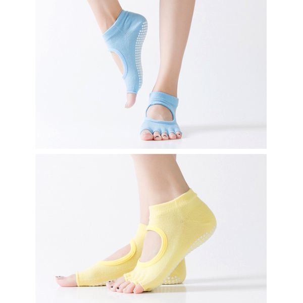 Cotton Open Toe Yoga Socks Non Slip Women's Pilates Grip Socks