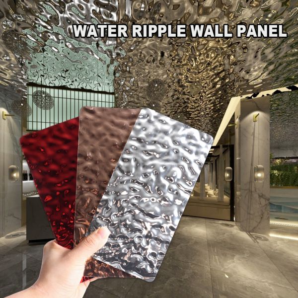 Water Ripple Ceiling Panels Bamboo Charcoal 3D Wood Veneer For Commercial Spaces