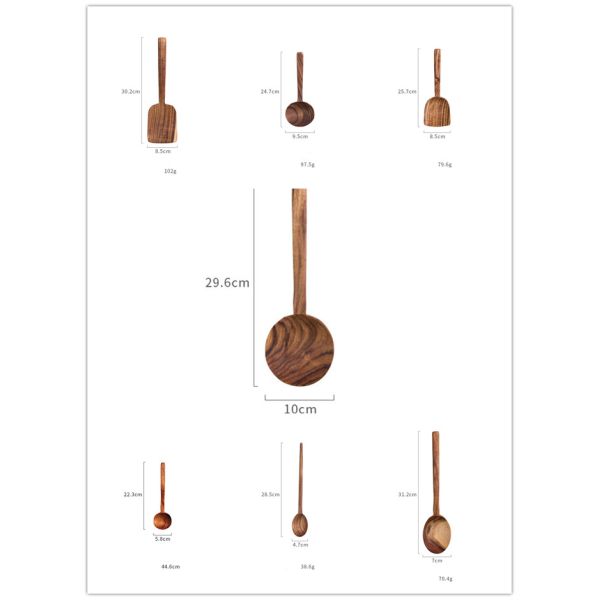 Japanese Style Kitchen Wooden Utensils Creative Combined Teak Wood Cooking Utensils