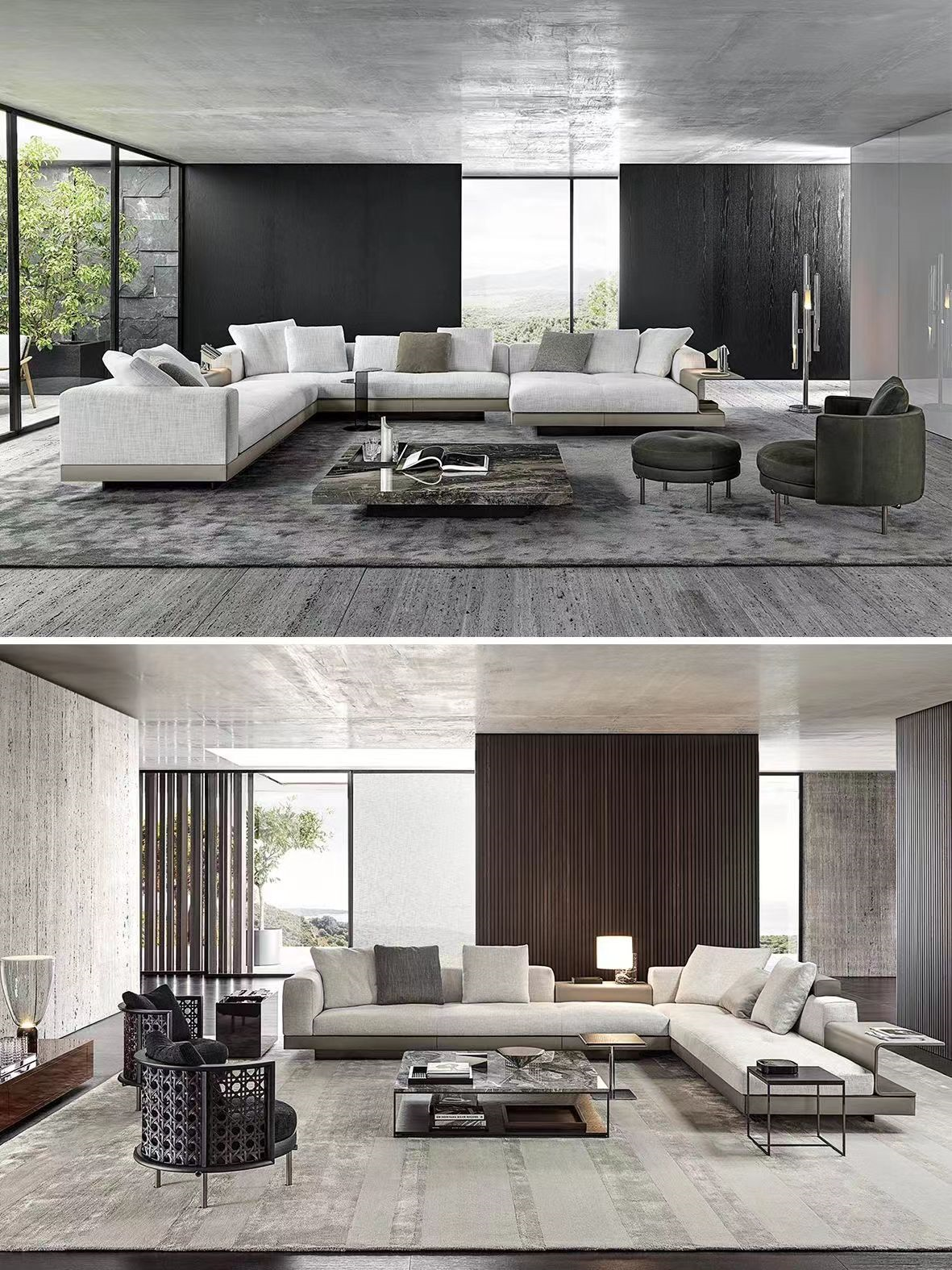 Shaped Curved Minimalist Hotel Lobby Furniture Linen Sectional Sofa