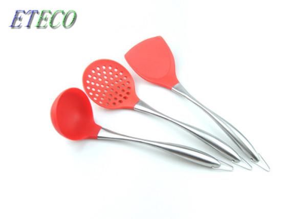 Heat Resistance Silicone Kitchen Utensil Set FDA / LFGB Rubber Curved Design