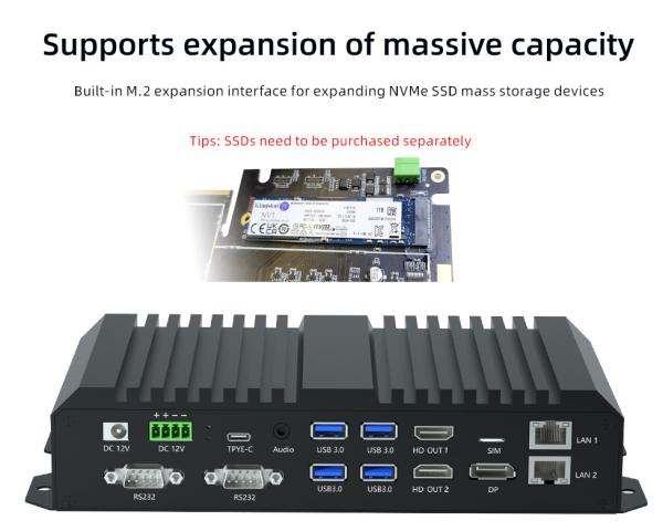 RK3588 Media Player Box Edge Computing AIoT NPU 6Tops 8K Android 12 RS232 RS485 Metal