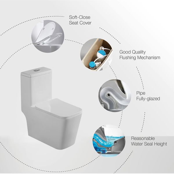 Sanitary Modern Chaozhou WC Bowl Wash Down ONE Piece Floor Toilet SWM8616