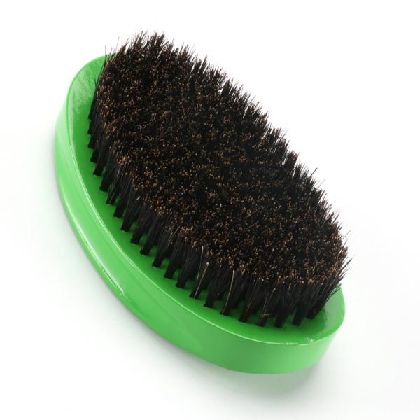 Medium Hard Boar Bristle Wave Brush 360 Bend Curve Green Hairbrush Logotipo personalizado