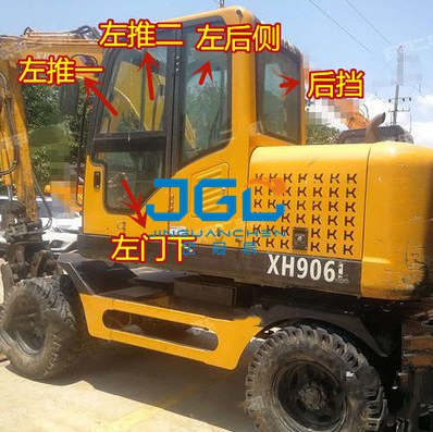 XH906L 907 75 Excavator Window Glass Front Damper Upper And Lower Tempered Glass