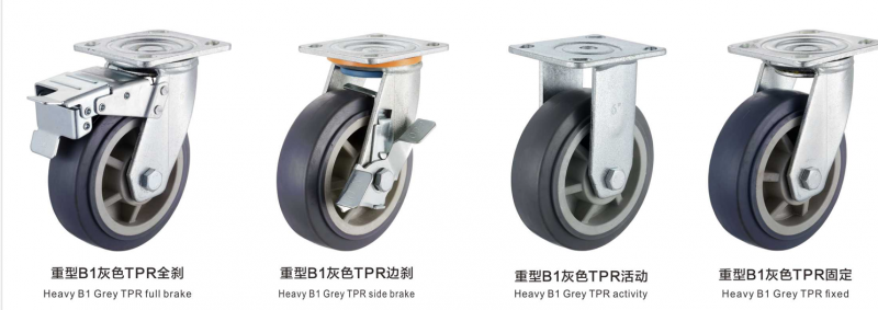 Medium-Duty Serving Trolley With Castor Wheels Stainless Steel Castors 5 Inch Trolley Wheels TPR For Food Beverage Processing
