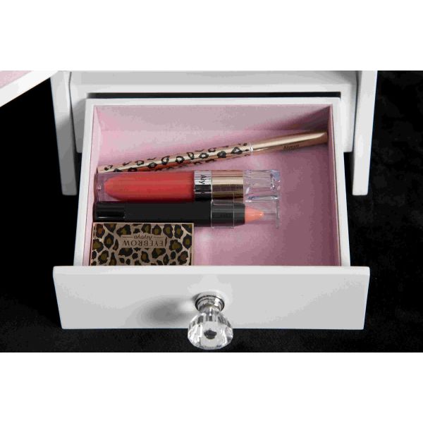 Multi Function White Home Wood Furniture Mirror Jewelry Cabinet W22.5*D17*H30CM