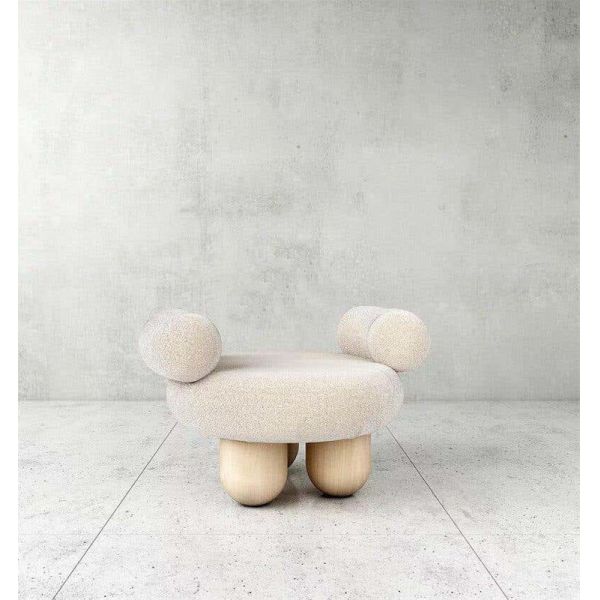 Fabric Leisure Chair White Fabric Soft Comfortable Imitation Wool Leisure Chair