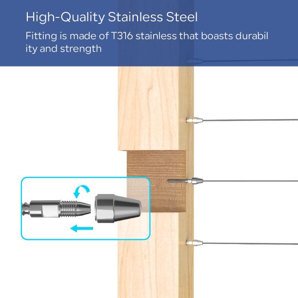 Kit de garde-corps de câbles en acier inoxydable avec 800 tonnes de résistance à la traction, technologie d'auto-verrouillage et options de modèle réglables