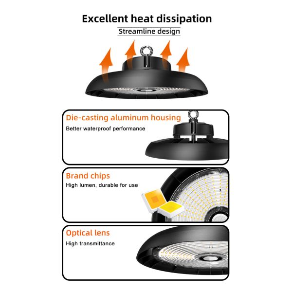 Мастер-класс Спортивные залы 50w 100w 150w 200w 300w Алюминиевая промышленность Снижаемая взрывостойкость IP65 НЛО LED High Bay Light
