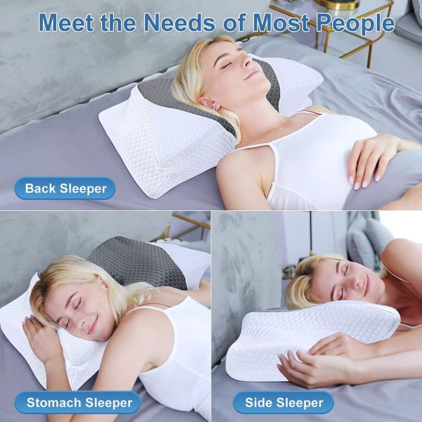 Memory Foam Filling Cervical Pillow for Neck Soft Silk Orthopedic Support Bed Pillows