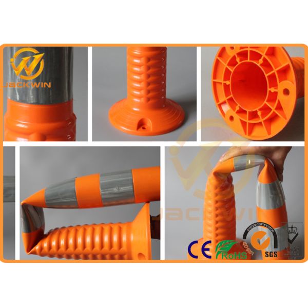 Reflective Orange 45cm Traffic Warning Post , Waterproof Road Reflector Posts