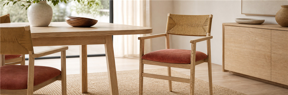 WOVEN ROPE BACK DINING ARMCHAIR CYC-007