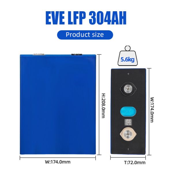 3.2V 304AH Lithium Iron Phosphate Battery with Screw Terminal and 3000 Cycles for Solar Energy Systems