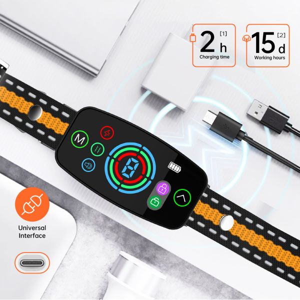Automatic Activated Anti Bark Training Collar for Dogs Rechargeable Electric Shock Control Waterproof IPX7 20+ Hours Battery