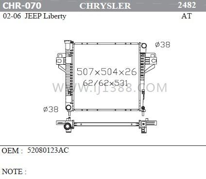 2002-2006 Jeep Liberty Radiator Replacement CHRYSLER Car Parts Dpi 2482