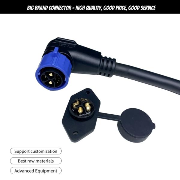 PA66 waterproof circular connector M25 push lock 30A 500V for electric scooters
