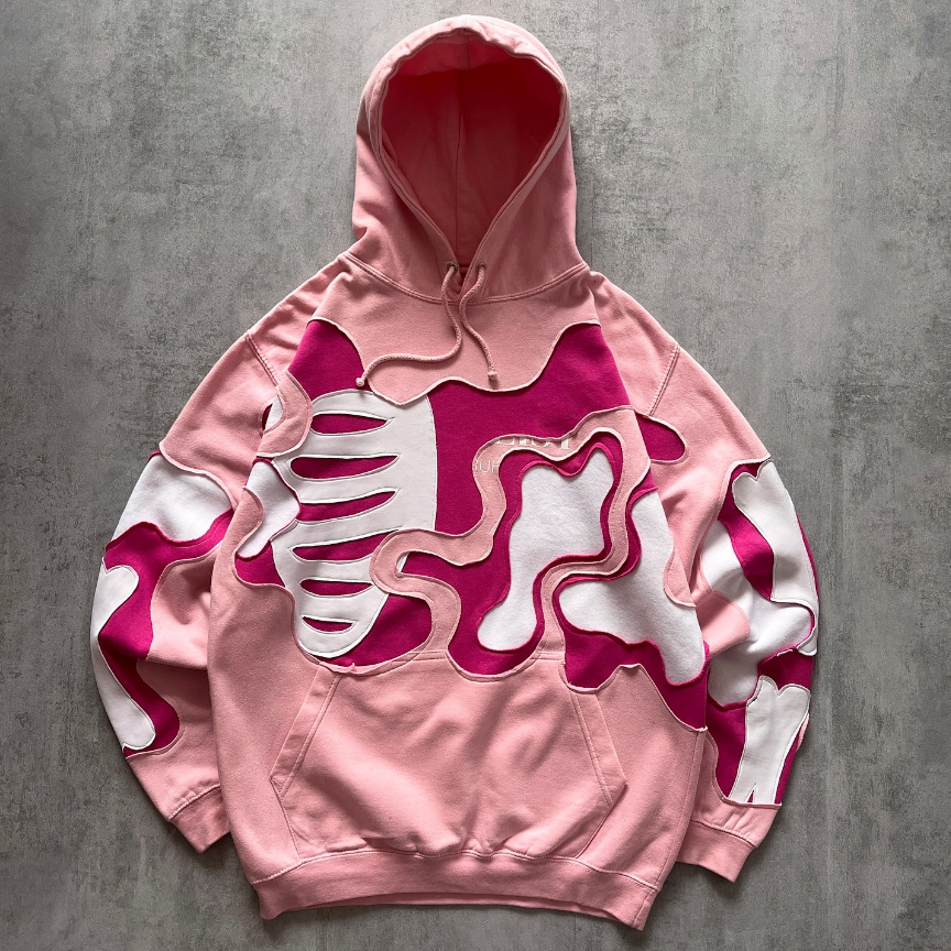 Camisetas personalizadas de esqueleto de crânio Pullover Hoodie 100% de algodão Oversized Boxy Cut Hoodies