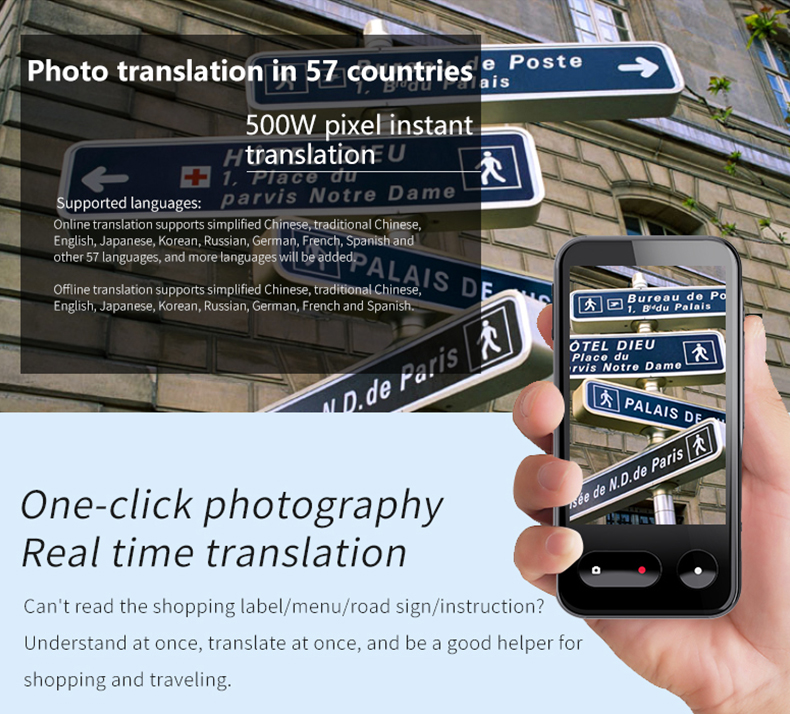 4G Simcard Smart Portable Instant Two Way Language Translator Device Support 138 Languages