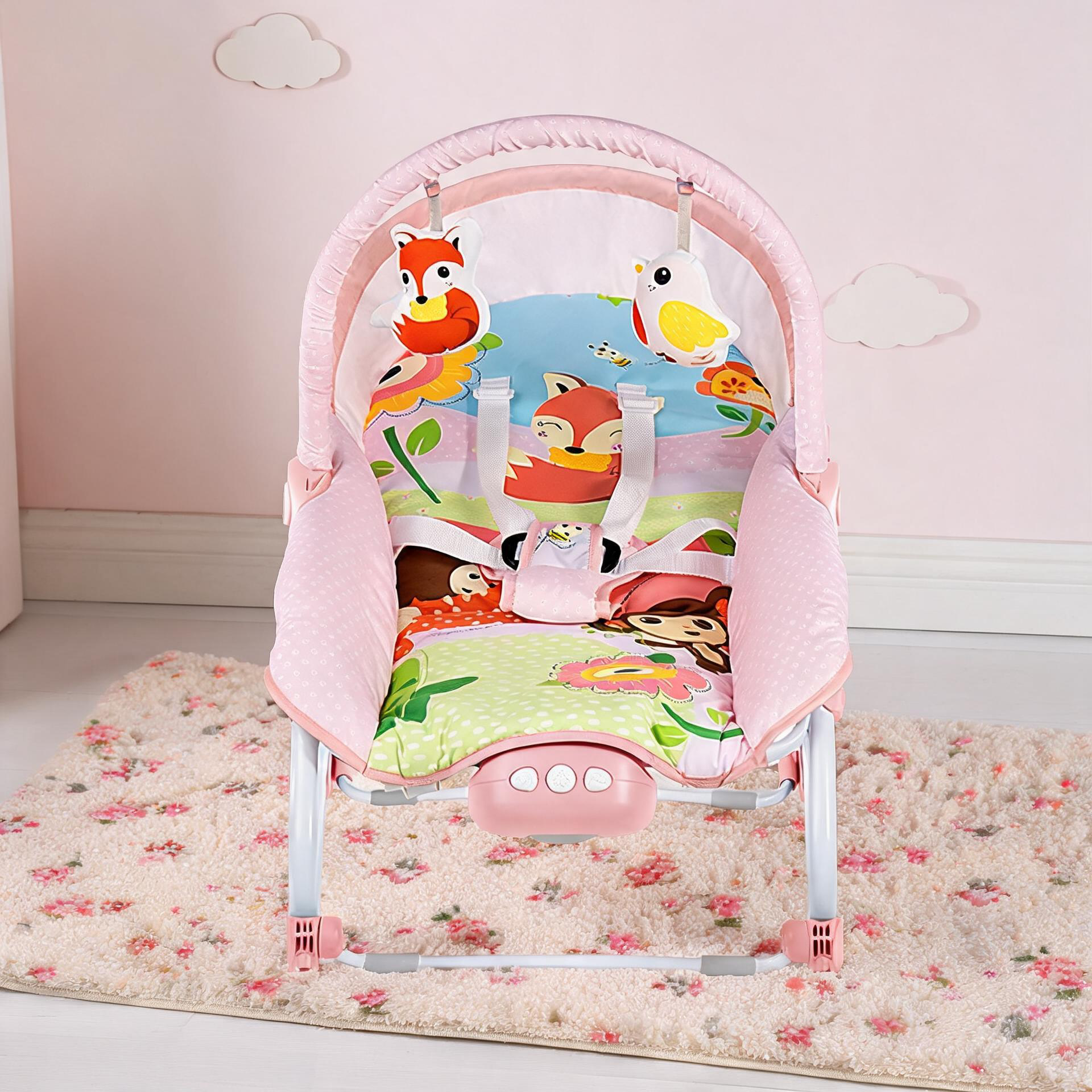 Baby Bouncer Rocker Chair with Music & Hanging Toys | Portable Newborn Infant Swing for Wholesale OEM ODM