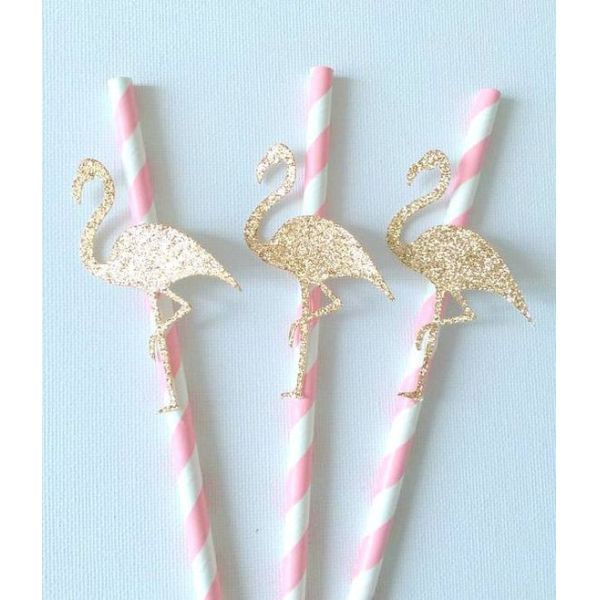 Custom Sticker Flamingo and Pineapple Pattern Paper Straws for Party Bar Accessories