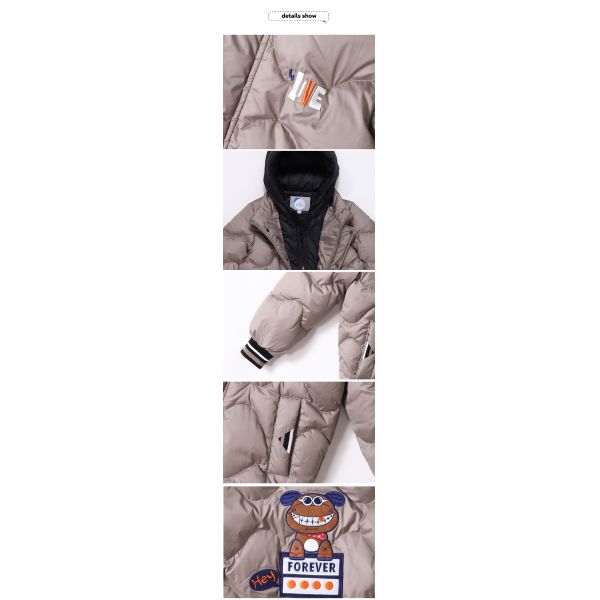 Bilemi 2019 Medium and Small Kids White Duck Down Hooded Long Windproof Snowsuit Thick Outdoor Boy Winter Down Jacket